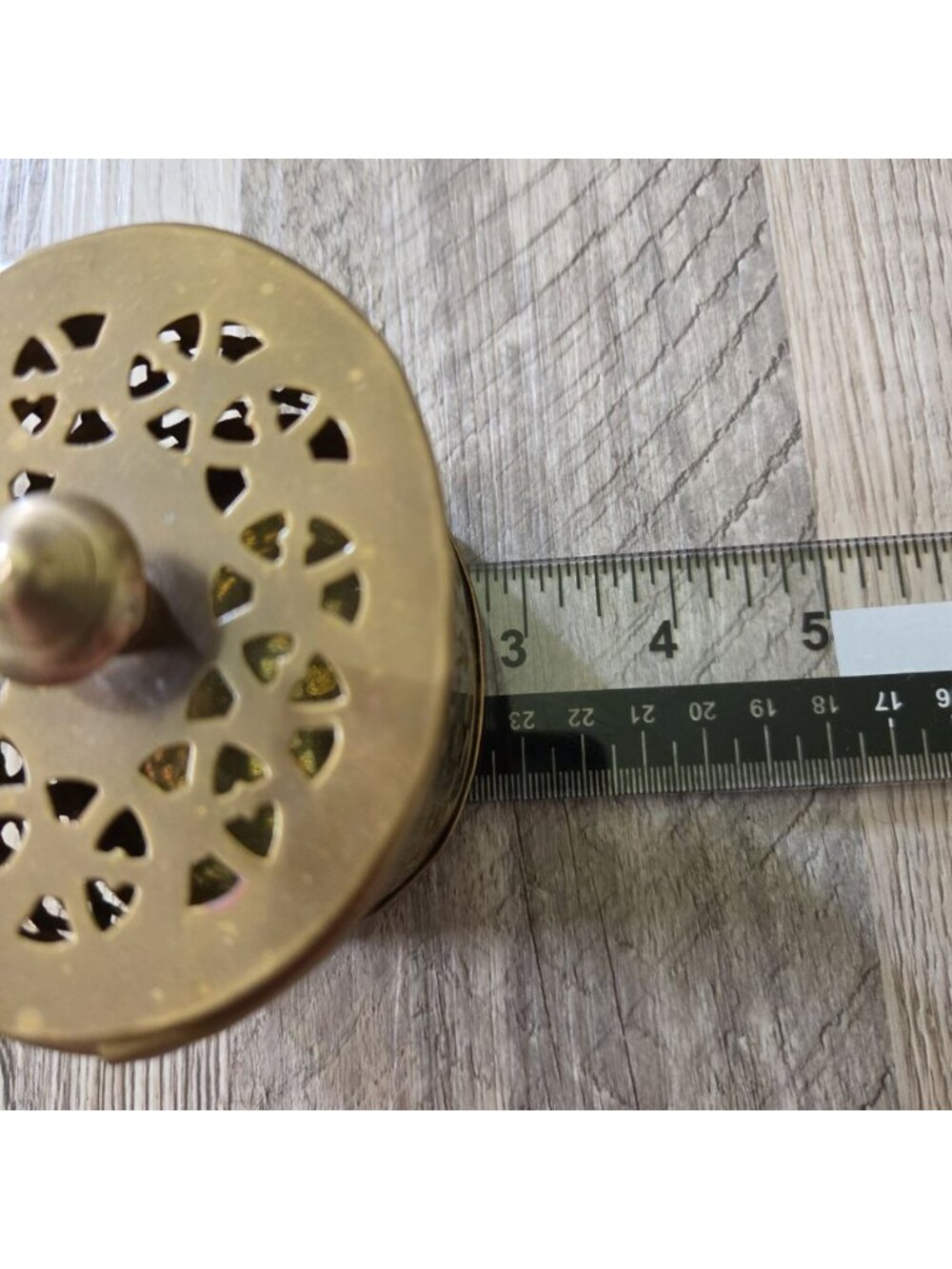 Brass Trinket Box Pierced Lattice Incense Holder Vintage CatchallBoho 2.75" - Picture 12 of 14